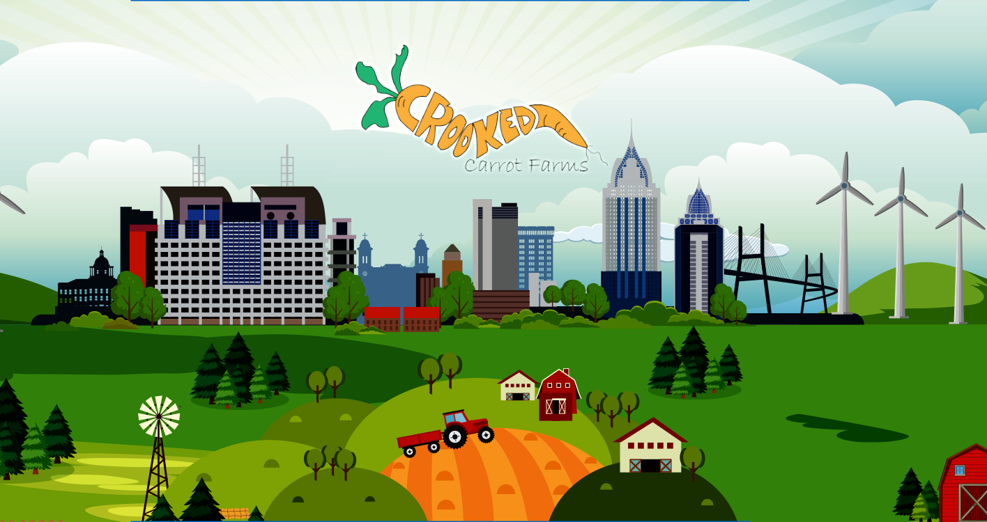 Crooked Carrot Farms illustrated landscape